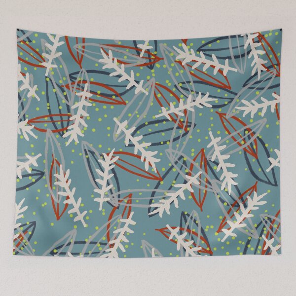 Item preview, Abstract Winter Leaves on Blue Pattern designed and sold by Blue-Banana.