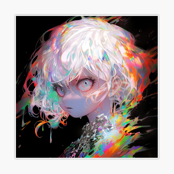 Cool Angry Rainbow Paint Splatter Anime Girl Sticker for Sale by  bubblegoth