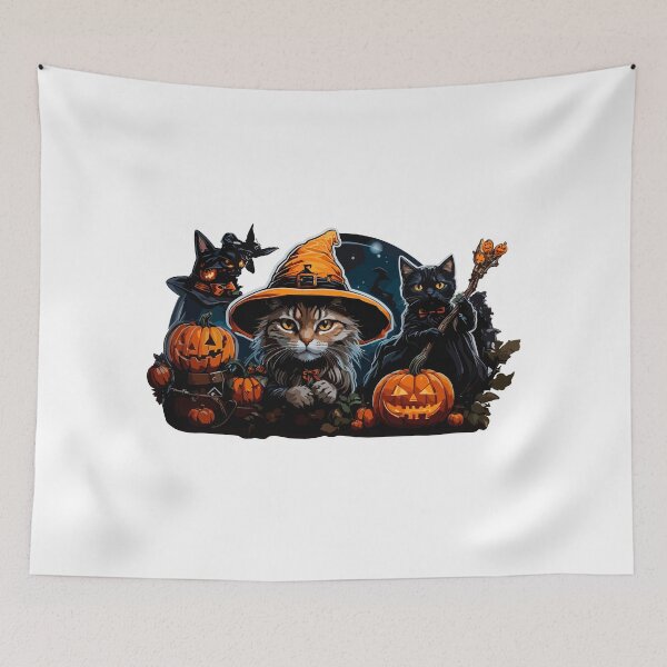 Item preview, Magical cats and pumpkins at Halloween designed and sold by AlejaJorgeShop.