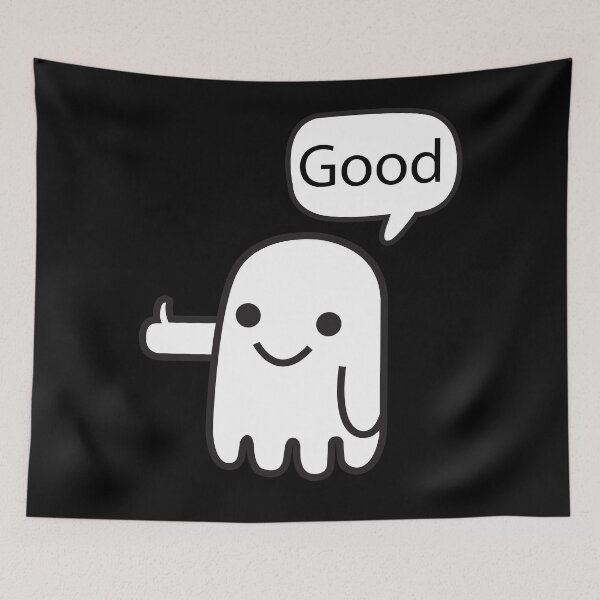 Item preview, Ghost Of Disapproval Boo with happy smile on t-shirt design. designed and sold by athurbubble.