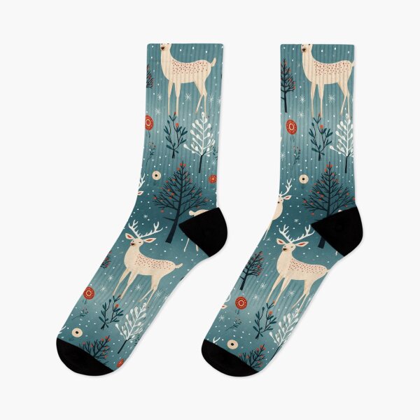 Item preview, Cute Christmas Winter Deer in Snowy Woods designed and sold by FoxTreeDesign.