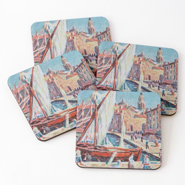 Item preview, Saint-Tropez Waterfront With Sailboat, Maximilien Luce 1897 designed and sold by RocketshipRetro.
