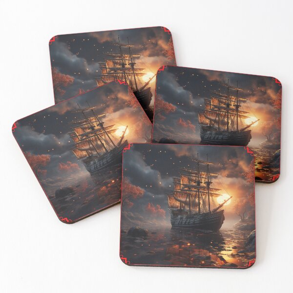 Item preview, Painting of a sailing ship sailing at night  designed and sold by Josefbaillo.