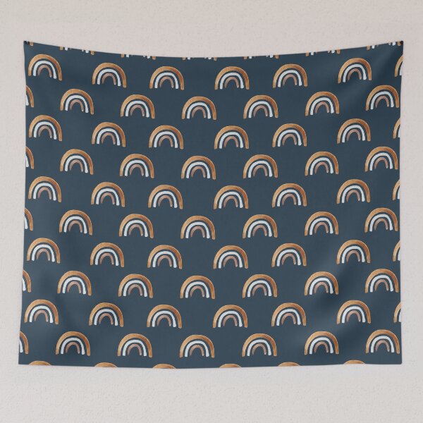 Item preview, Boho Neutral Rainbows on Navy Blue designed and sold by cateandrainn.
