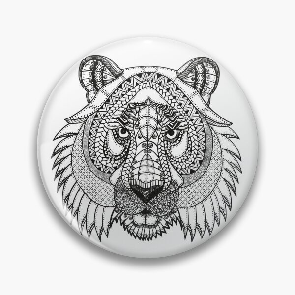 Item preview, Zentangled metal tiger in black designed and sold by Catherine Harrison.