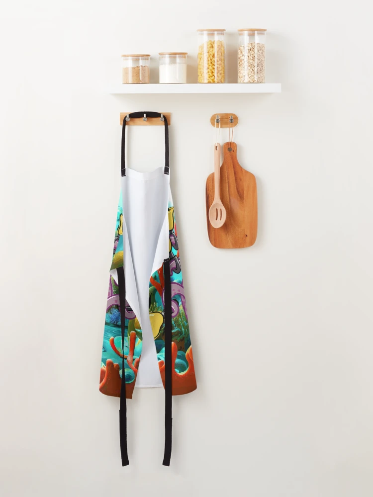 Thumbnail 2 of 6, Apron, Octopus Handbell Ringer In The Sea designed and sold by SubtleSplit.