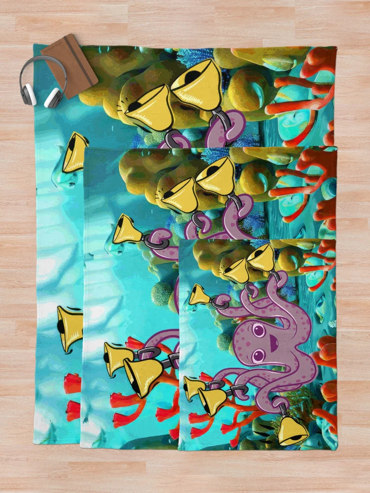 Thumbnail 5 of 6, Throw Blanket, Octopus Handbell Ringer In The Sea designed and sold by SubtleSplit.