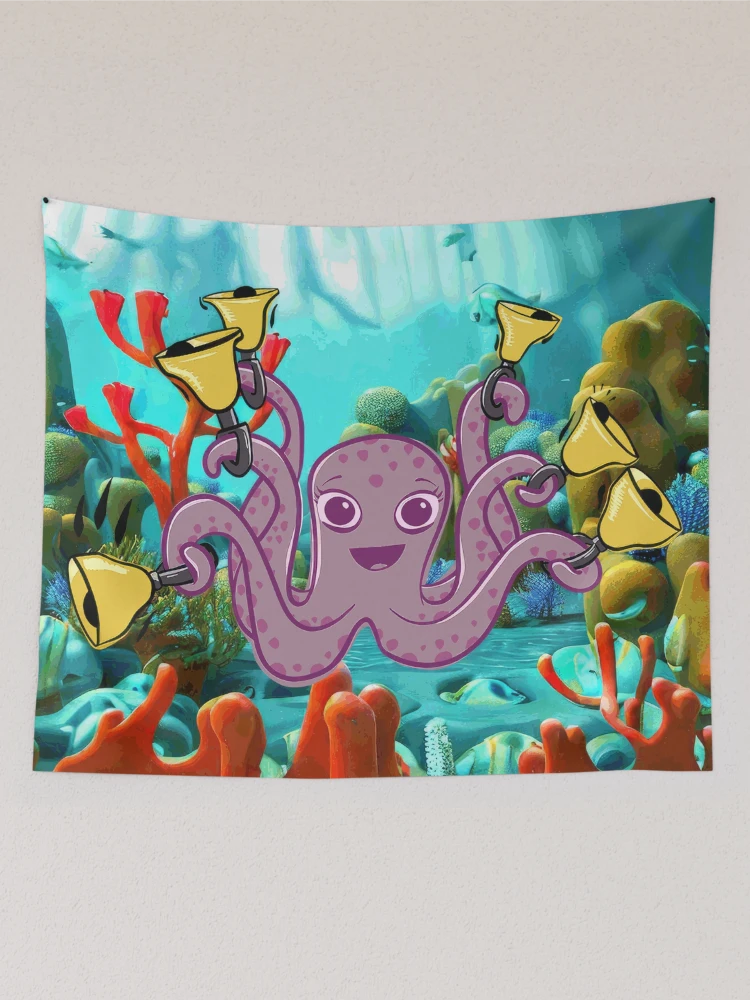 Thumbnail 2 of 3, Tapestry, Octopus Handbell Ringer In The Sea designed and sold by SubtleSplit.