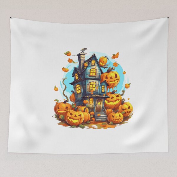 Item preview, Haunted House with Pumpkin Halloween Cute Cartoon (Image 1/19) designed and sold by DigitalArtify.