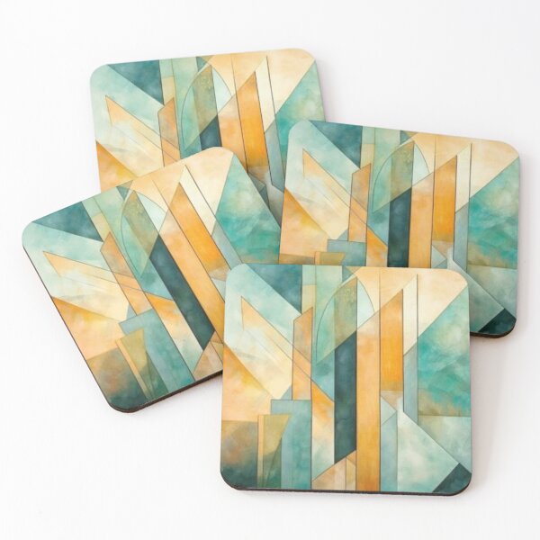 Item preview, Geometric Turquoise and Gold Abstract Pattern designed and sold by GoeCentric.