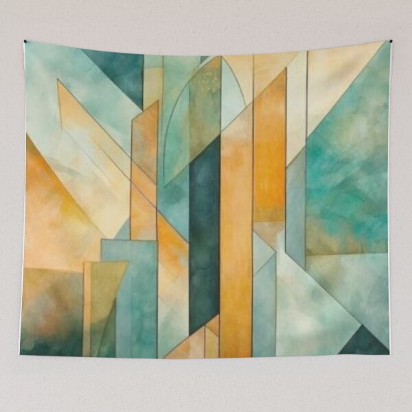 Item preview, Geometric Turquoise and Gold Abstract Pattern designed and sold by GoeCentric.