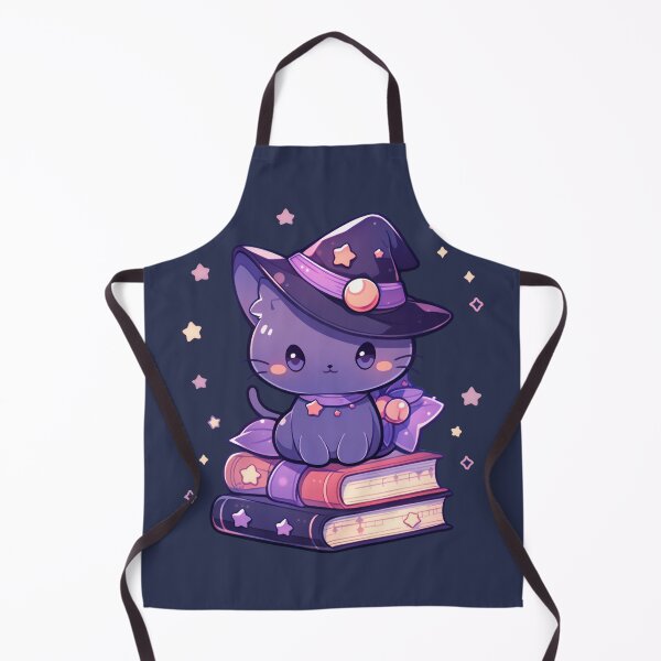 Item preview, Cute Kawaii Halloween Purple Kitty Happy Witches Cat on Spell Books designed and sold by CozyKawaiiArt.