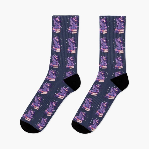 Item preview, Cute Kawaii Halloween Purple Kitty Happy Witches Cat on Spell Books designed and sold by CozyKawaiiArt.