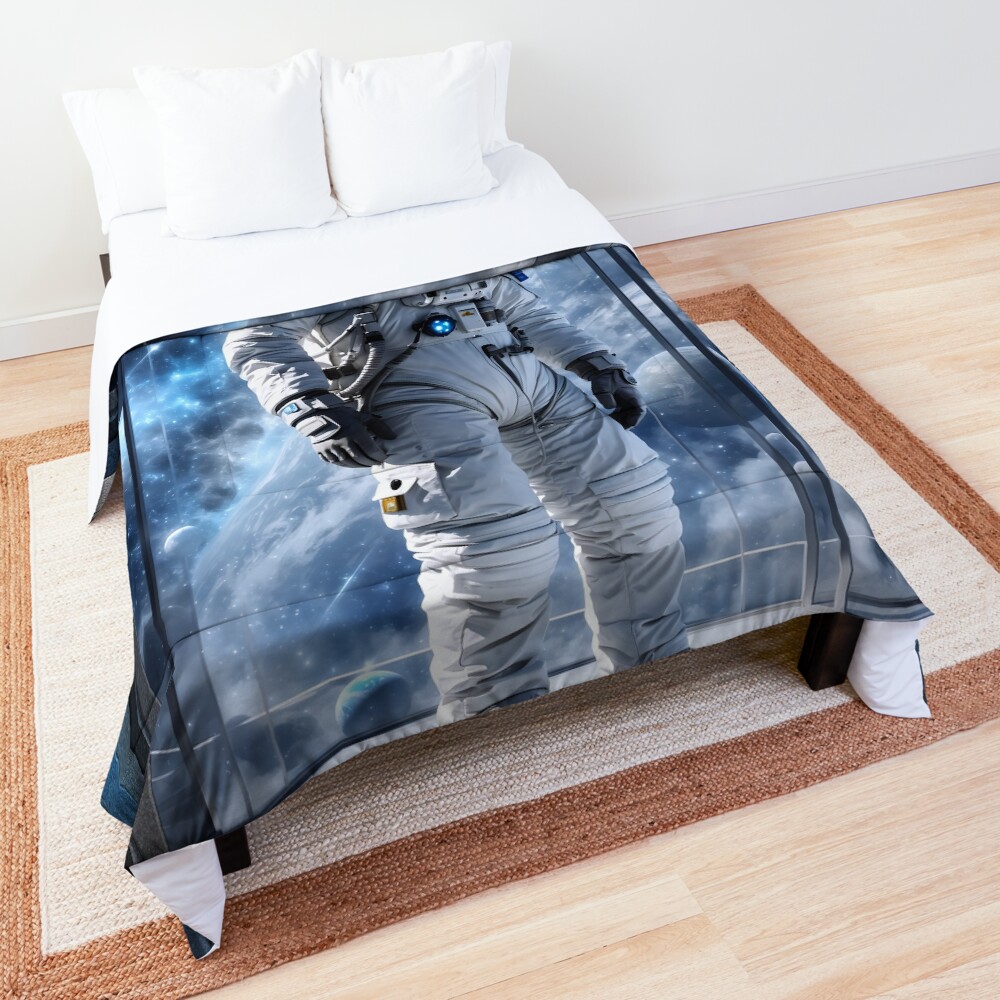 Astronaut Displaying Space Suit AI Concept Art by Xzendor7 - An Astonishing Design 4 Astronaut Displaying Space Suit Sci-Fi Fantasy AI Concept Art by Xzendor7 Decorative Comforter Art Print