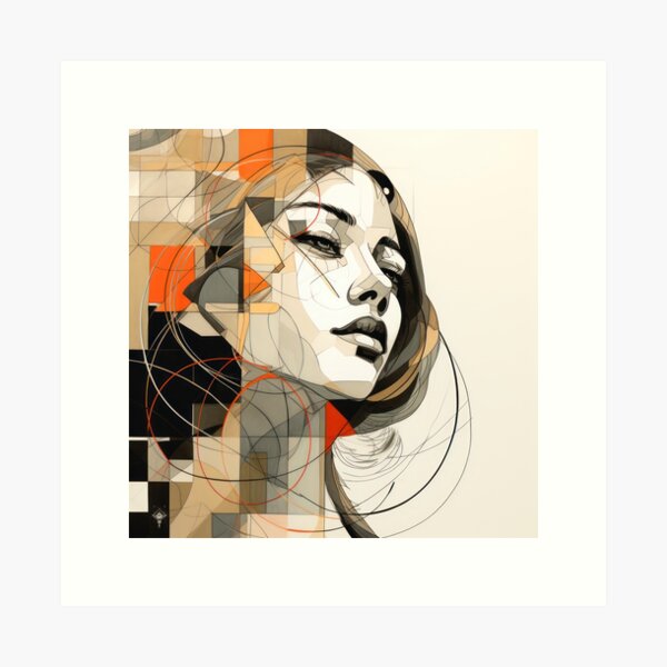 Abstract face line art Art Print