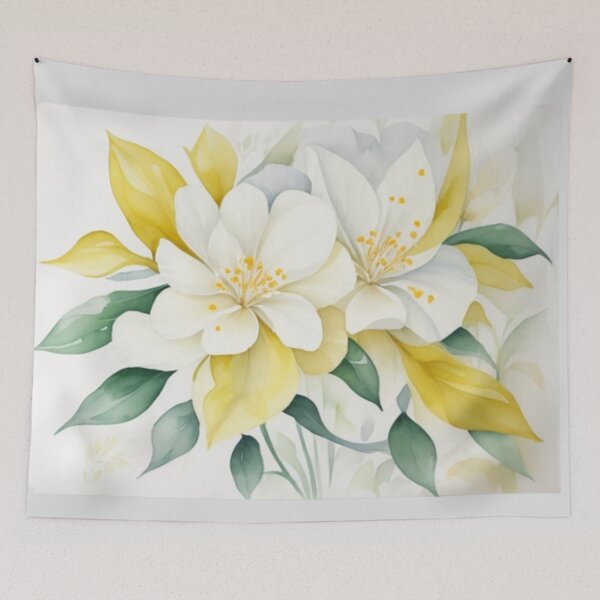 Item preview, white & yellow floral designed and sold by  Mudikeys.