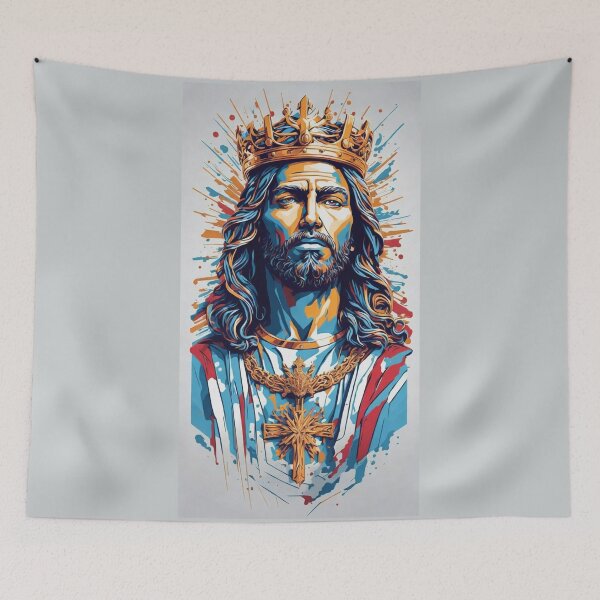 Artikelvorschau, König Jesus Christus göttliche bunte Krone - abstrakter Illustrationsstil entworfen und verkauft von DigitalEmporio.