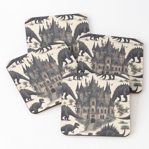 Item preview, Gothic castle surrounded by dinosaurs designed and sold by Bonicrazypeople.