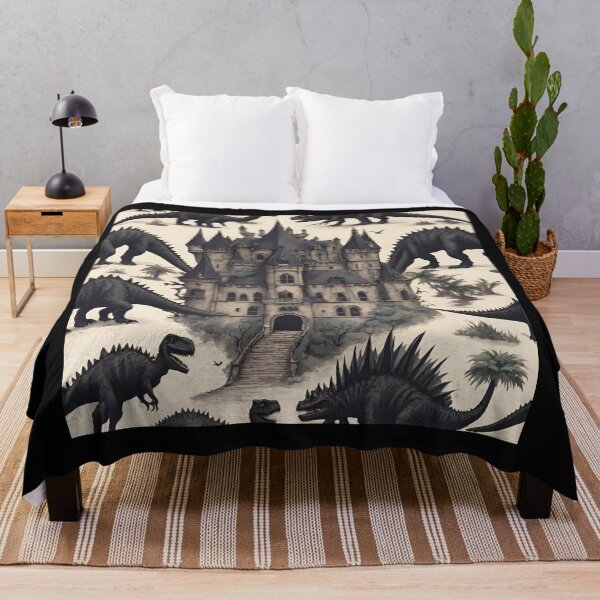 Item preview, Gothic castle surrounded by dinosaurs designed and sold by Bonicrazypeople.