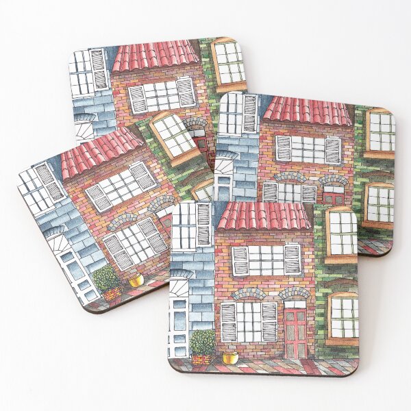 Item preview, Charming European cottages in vibrant colors designed and sold by vicempe.