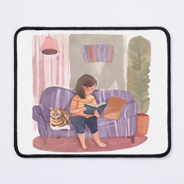 Item preview, Girl Reading With Her Cat In Cozy Room - Bookish Girl Aesthetic designed and sold by Wiss2Arts.