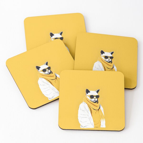 Item preview, A cool cat in sunglasses and yellow scarf designed and sold by Weareanimals.