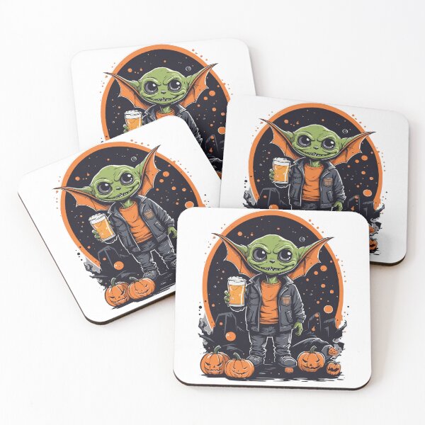 Item preview, Goblin halloween character, goblin celebrating halloween, cool alien, cartoon alien having a beer designed and sold by QuirkyTease.