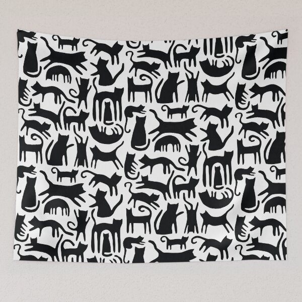 Item preview, LOTS OF CATS EVERYWHERE (black and white) designed and sold by lottejulia.