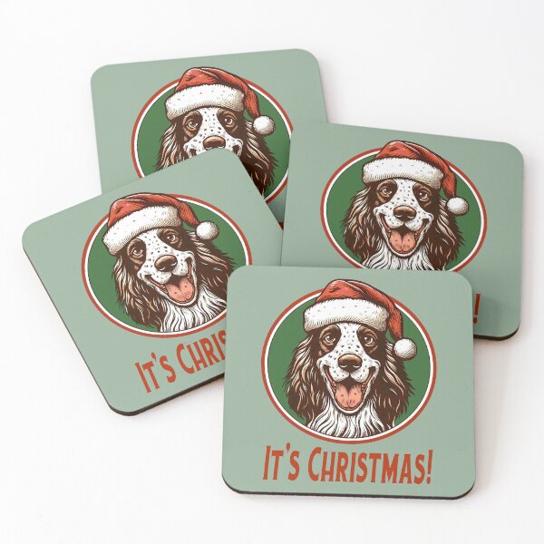 Artikelvorschau, Englischer Setter-Hund, Weihnachtsmütze, aufgeregt, liebt Weihnachten entworfen und verkauft von Maljonic.