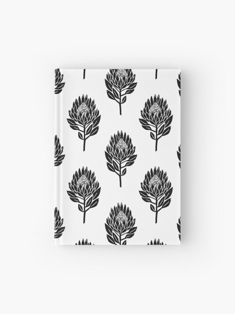 Cone Flower Black and White Block Print Linocut Print 