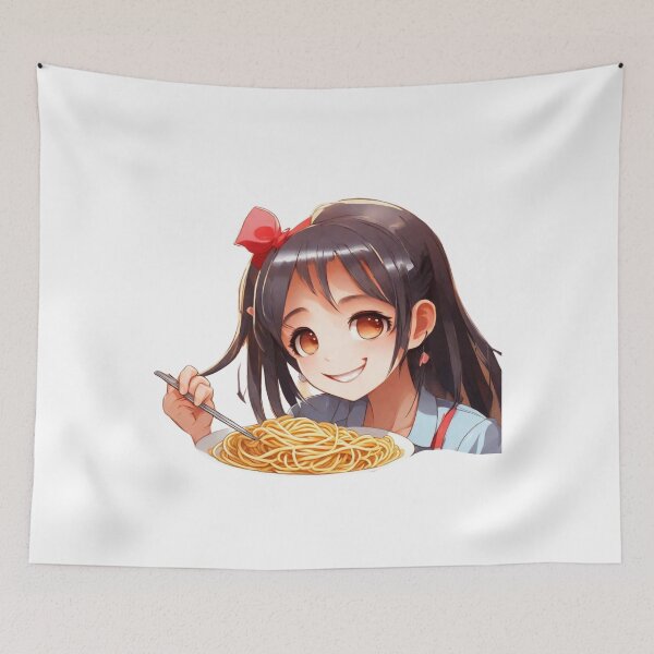 Item preview, Girl Eating Spaghetti Cute Kawaii Girl Eating spaghetti Cute Anime Girl Eating Spaghetti  designed and sold by MatthewViews.