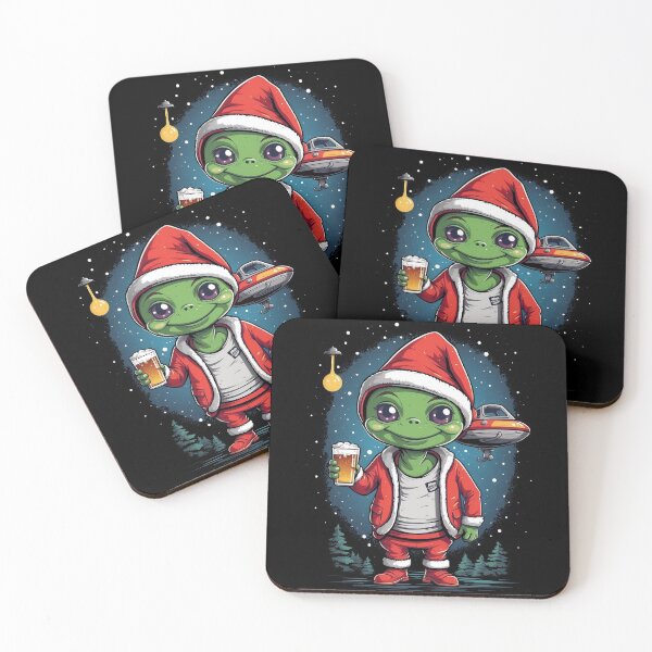 Item preview, Alien Christmas character, goblin celebrating halloween, cool alien, cartoon alien having a beer designed and sold by QuirkyTease.