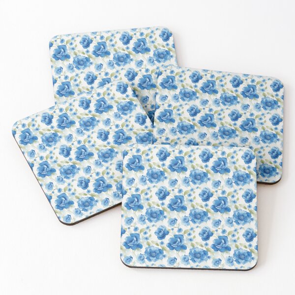 Item preview, Liberty Blue Watercolor Flowers Pattern designed and sold by WhiteUnicorn95.