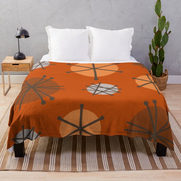 Item preview, Mid Century Modern Pattern Starbursts Orange designed and sold by thepixelgarden.