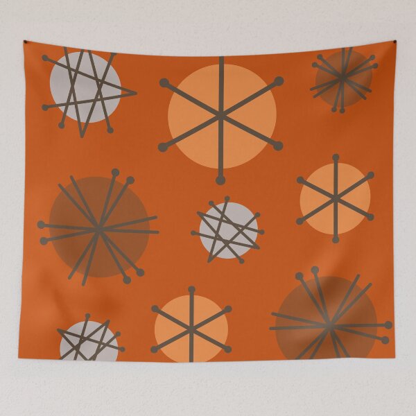 Item preview, Mid Century Modern Pattern Starbursts Orange designed and sold by thepixelgarden.