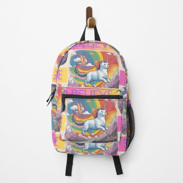 Item preview, Believe cat unicorn caticorn mountains rainbows watercolor designed and sold by CreativeCurious.