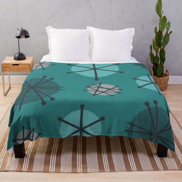 Item preview, Mid Century Modern Pattern Starbursts Teal designed and sold by thepixelgarden.