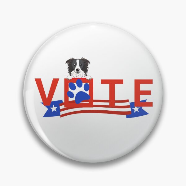 Item preview, American Flag Vote Slogan With Paw Print and Peeking Border Collie designed and sold by PAWsitiveCurios.