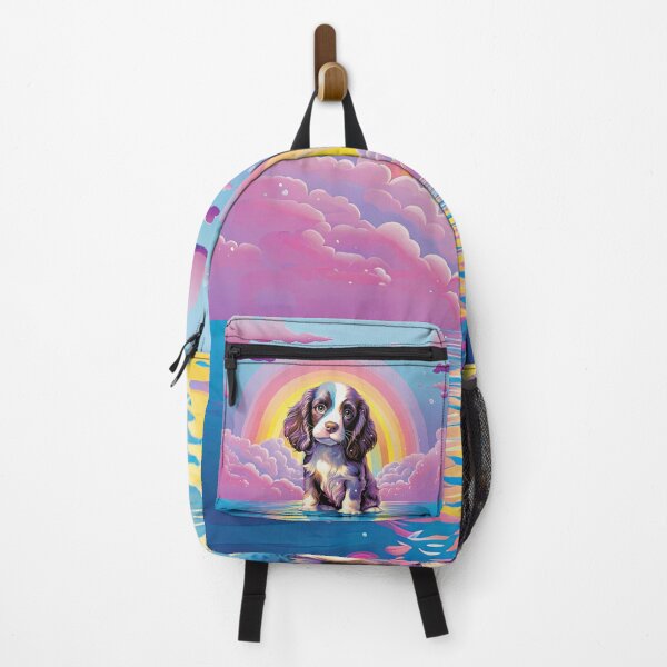 Item preview, Super Cute Springer Spaniel Puppy In Vaporwave Sunset designed and sold by Verba-Vintage.