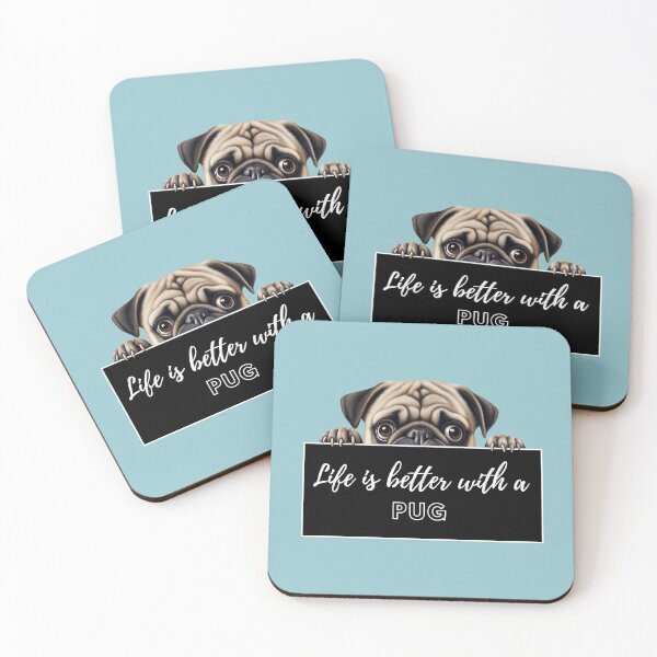 Item preview, Pug, Life is better with a Pug designed and sold by whiteraven-shop.