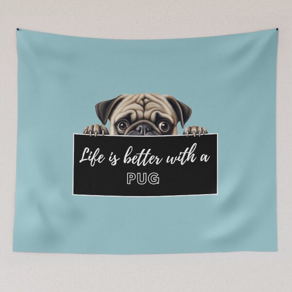 Item preview, Pug, Life is better with a Pug designed and sold by whiteraven-shop.