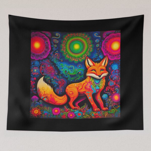 Item preview, Trippy Fox in a Psychedelic Forest  designed and sold by DigitalPaletteS.