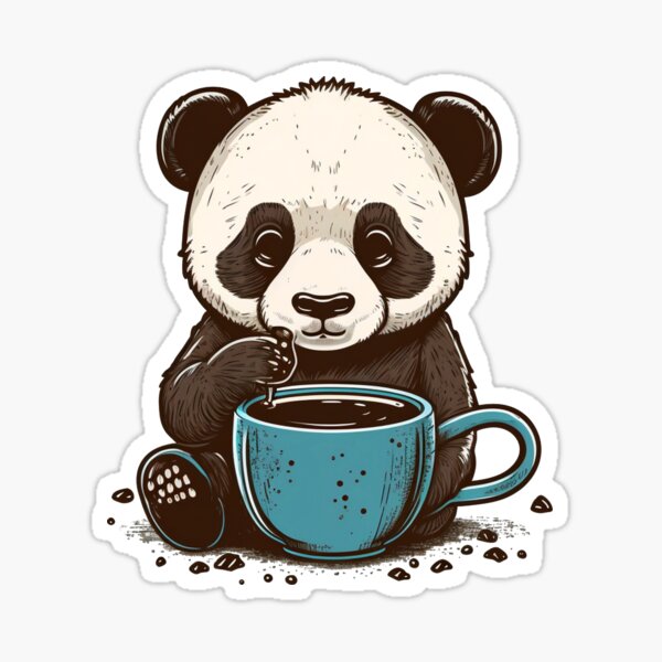 Cute Red Panda Drinking Cup of Black Coffee Sticker for Sale by eyestetix