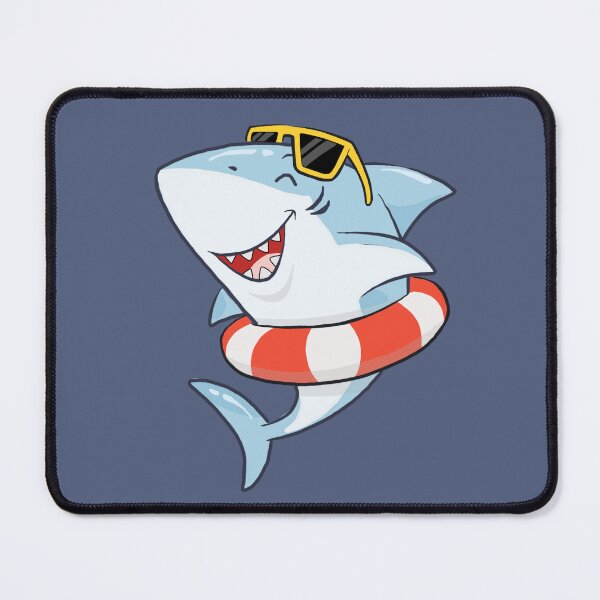 Item preview, Cute happy smiling shark with an inner tube with sunglasses on designed and sold by adesignworld.