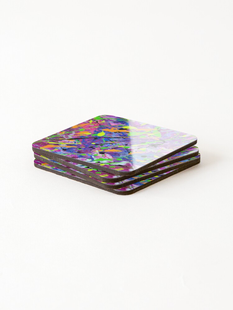 Thumbnail 4 of 5, Coasters (Set of 4), Color Explosion - Vivid Multicolor Abstract designed and sold by liminallayers.