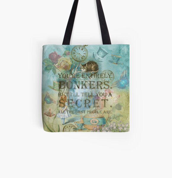 Wonderland - Bonkers Quote- Alice in Wonderland All Over Print Tote Bag