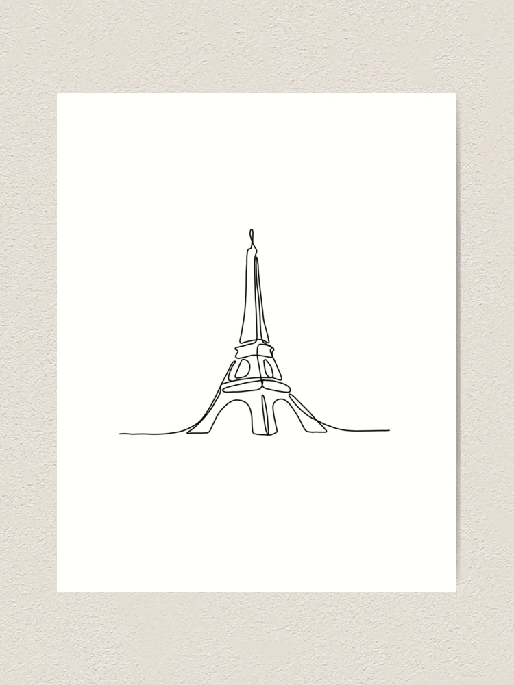 Eiffel Tower of Paris France in line art form Art Print for Sale