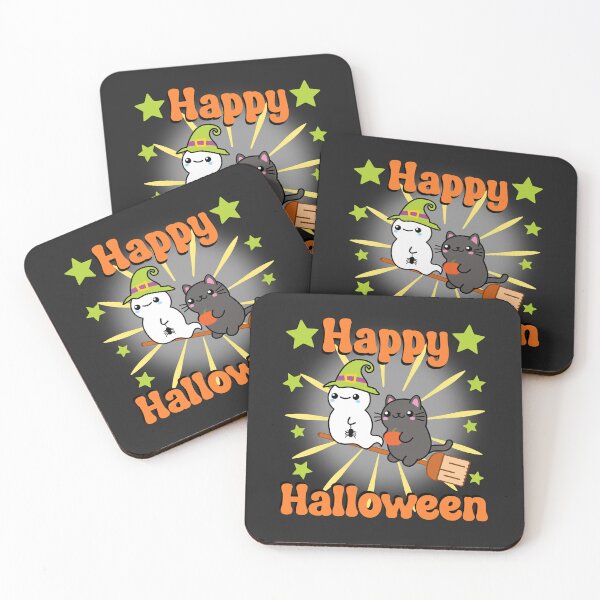 Item preview, Happy Halloween ghost and black cat designed and sold by serenedesign.