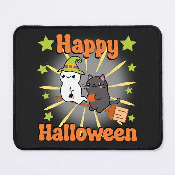 Item preview, Happy Halloween ghost and black cat designed and sold by serenedesign.