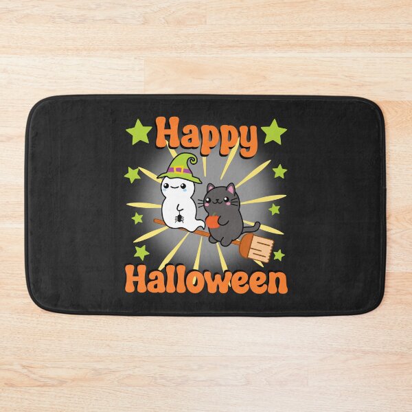 Item preview, Happy Halloween ghost and black cat designed and sold by serenedesign.